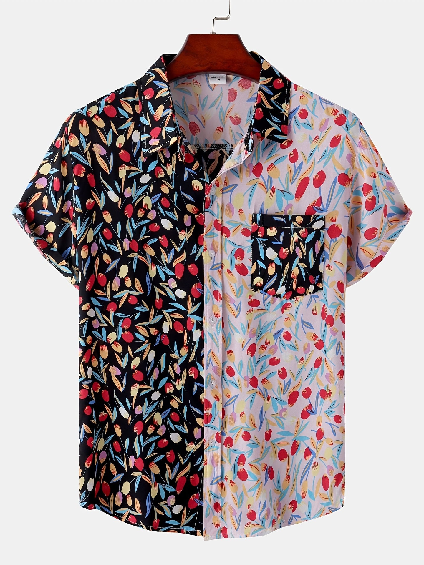 Mens Fashion Essential - Stylish Casual Beach T-Shirt with Bold Contrasting Colors - Comfortable Non-Stretch Cotton, Short Sleeves for Summer - Snug & Style