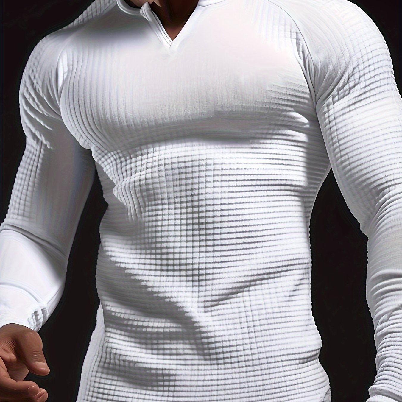 Mens Color Block V-Neck T-Shirt - Long Sleeve Active Wear for All Seasons - Stylish, Comfortable, and Breathable Casual Shirts - Perfect for Spring, Summer, and Autumn - Mens Fashion Tops - Snug & Style