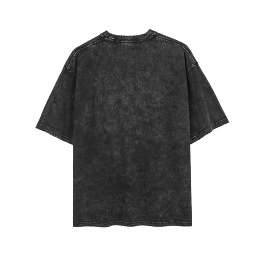 Retro Washed Cotton T-shirt Tops Anime Graphic Tees for Men Women Summer Casual Oversized Tshirt Harajuku Streetwear - Snug & Style