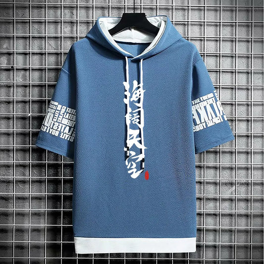 t shirt for men clothing streetwear Hoodies korea 반팔티 hat t-shirt print graphic Casual tshirt anime sports gym hoodie oversized - Snug & Style