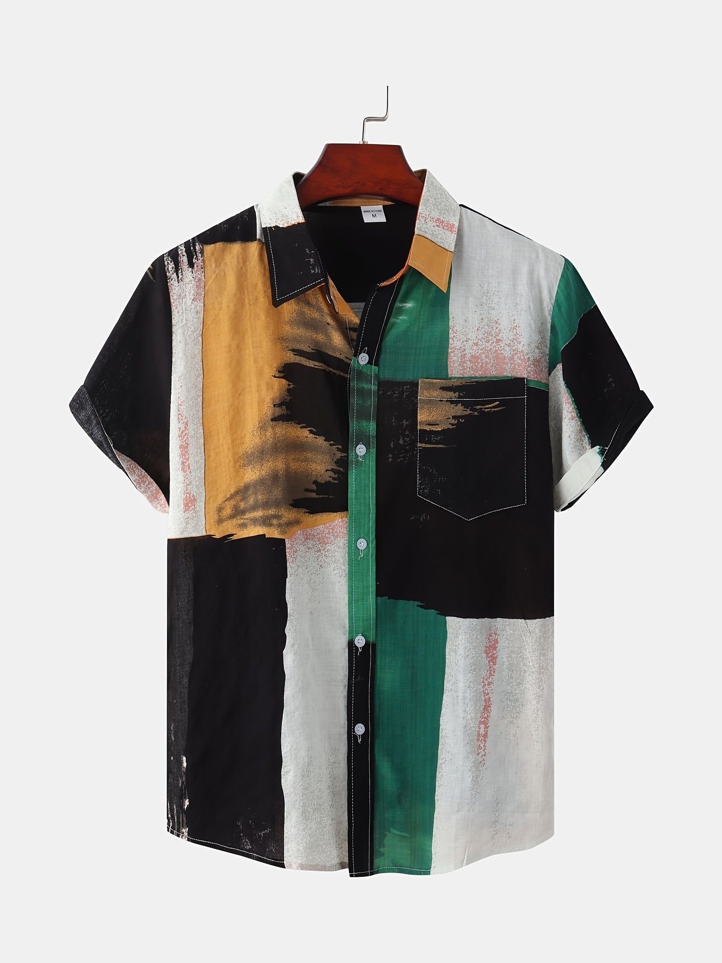 Mens Fashion Essential - Stylish Casual Beach T-Shirt with Bold Contrasting Colors - Comfortable Non-Stretch Cotton, Short Sleeves for Summer - Snug & Style