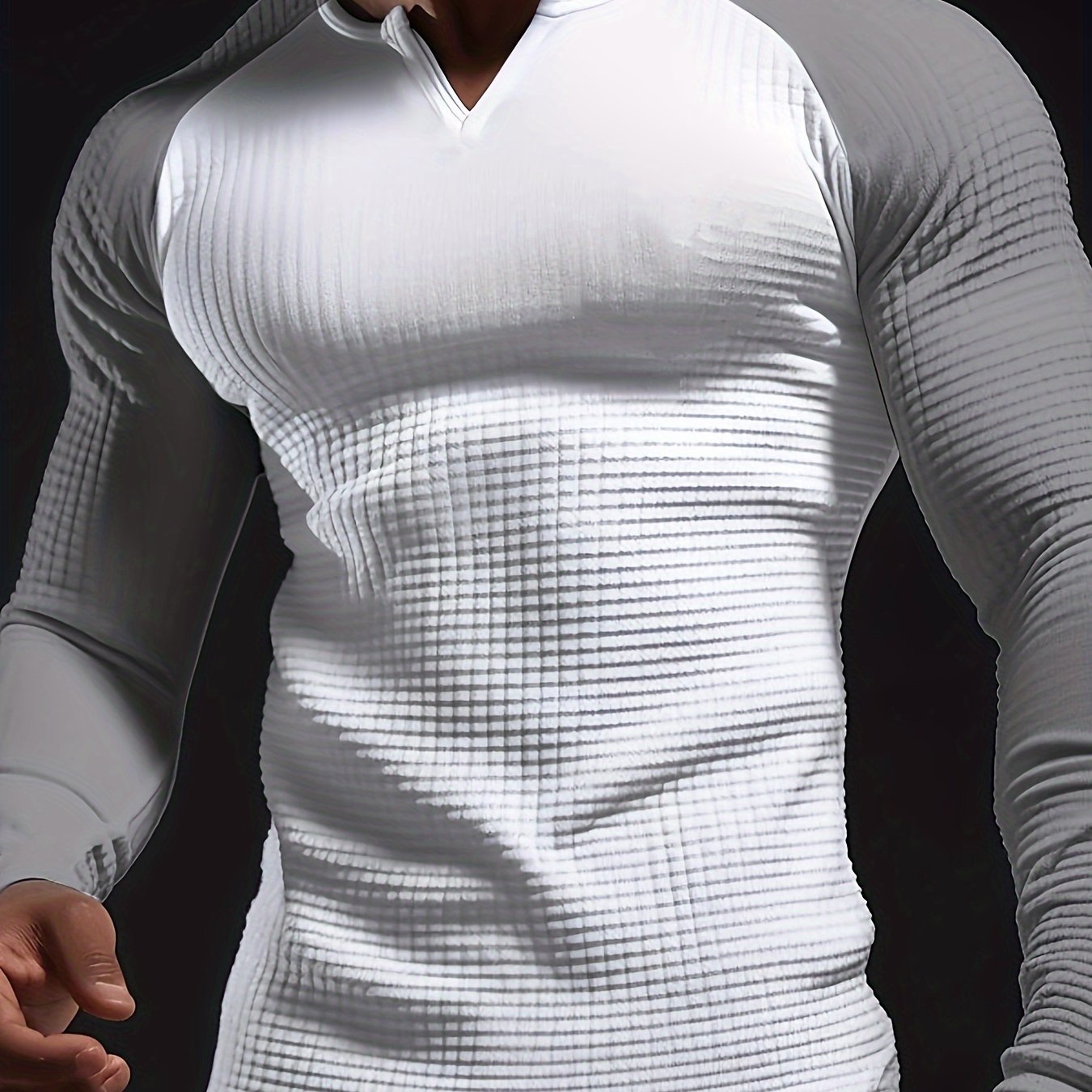 Mens Color Block V-Neck T-Shirt - Long Sleeve Active Wear for All Seasons - Stylish, Comfortable, and Breathable Casual Shirts - Perfect for Spring, Summer, and Autumn - Mens Fashion Tops - Snug & Style