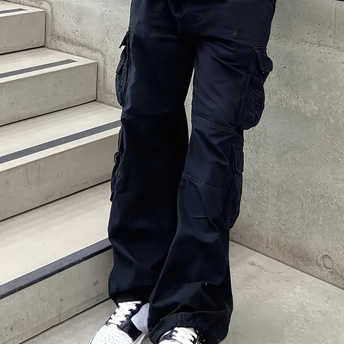 Cotton Solid Multi Flap Pockets Men's Straight Leg Cargo Baggy Pants, Loose Casual Outdoor Pants, Men's Work Pants For Hiking Fishing Angling - Snug & Style