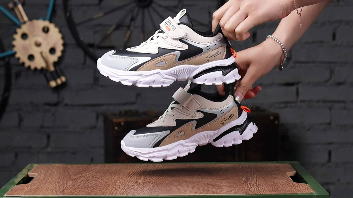 Boys Soft-soled Sneakers, Lightweight Breathable Non-slip Hook-and-loop Fastener Casual Shoes - Snug & Style