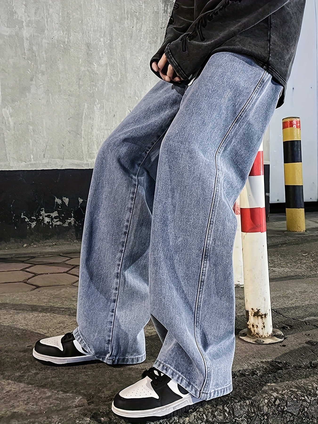 Mens Fashion Jeans - Rich Solid Color, Loose Fit, Classic Straight Leg, High-Quality Denim, Perfect for Daily Casual Wear, Inspired by Street Style Fashion Trends - Snug & Style