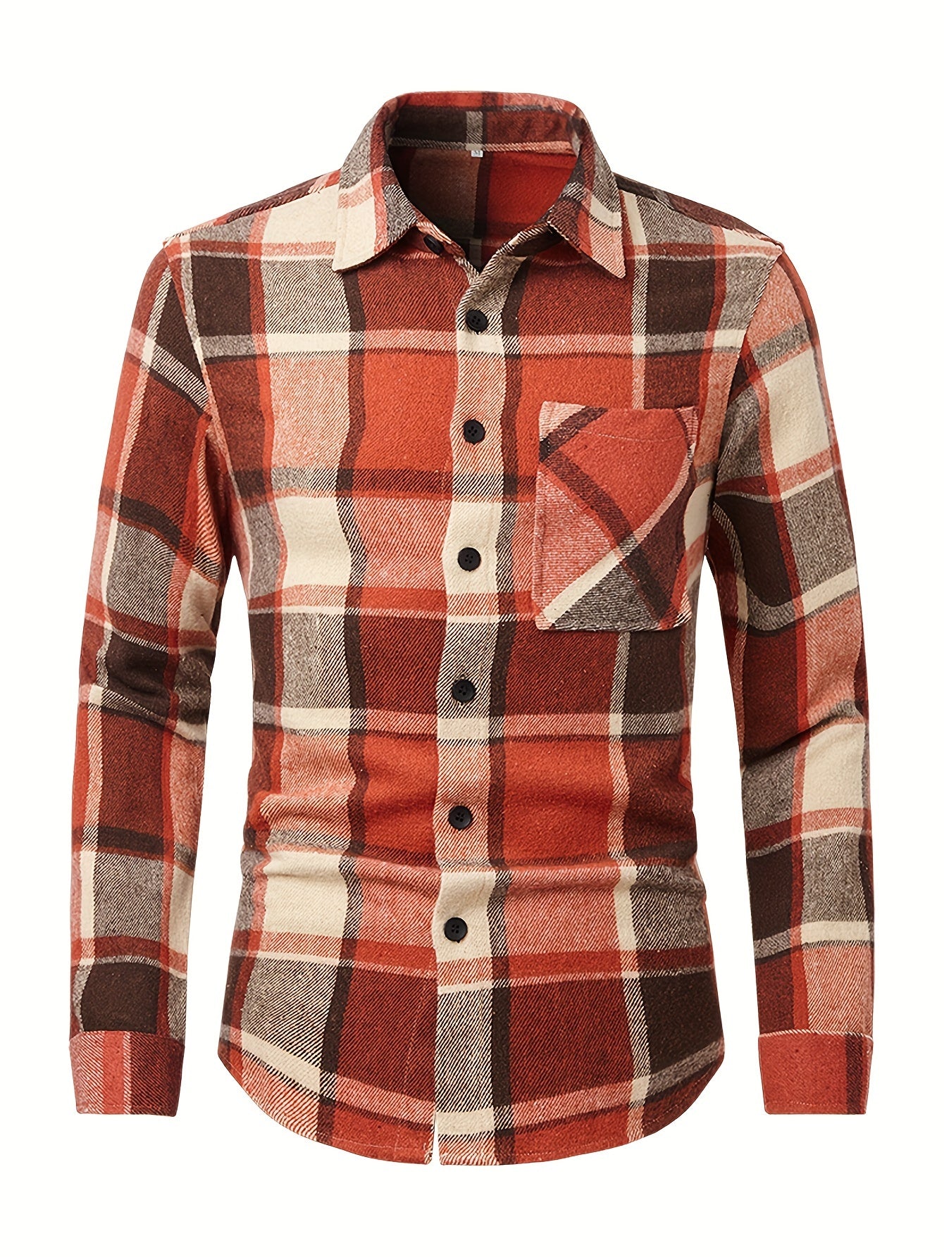 Men's Flannel Plaid Lapel Button Short Pocketed Shirts Coats - Snug & Style
