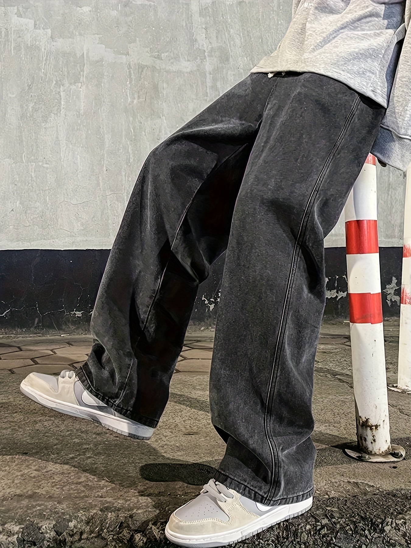 Mens Fashion Jeans - Rich Solid Color, Loose Fit, Classic Straight Leg, High-Quality Denim, Perfect for Daily Casual Wear, Inspired by Street Style Fashion Trends - Snug & Style