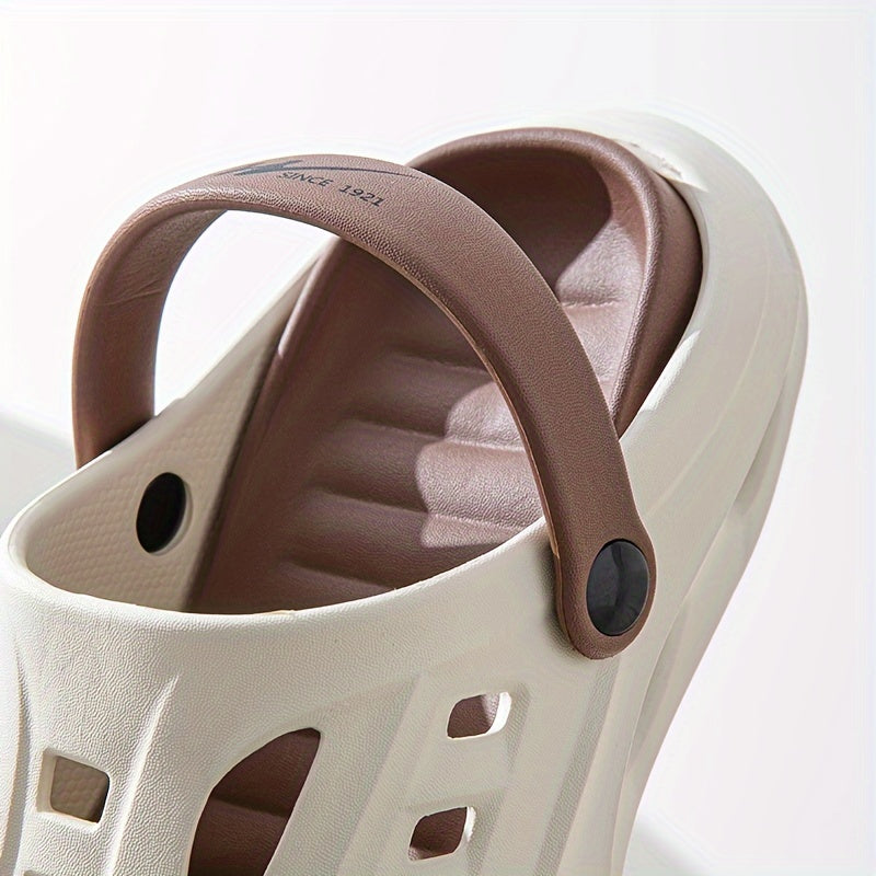 Mens Fashion Forward Hollow Out Slippers - Colour Block Style, Ultra-Comfortable, Non-Slip, Durable Outdoor Slides for TrendSETTING Gentlemen - Snug & Style