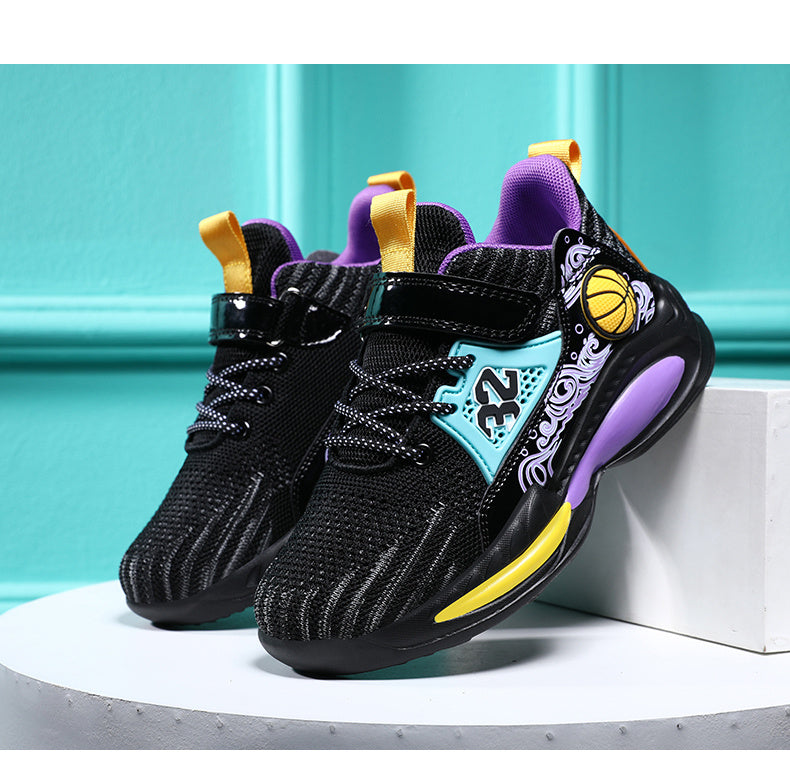 Boys Casual Sports Chunky Sneakers, Lace-up Breathable Mesh Running Shoes For Outdoor Sports - Snug & Style