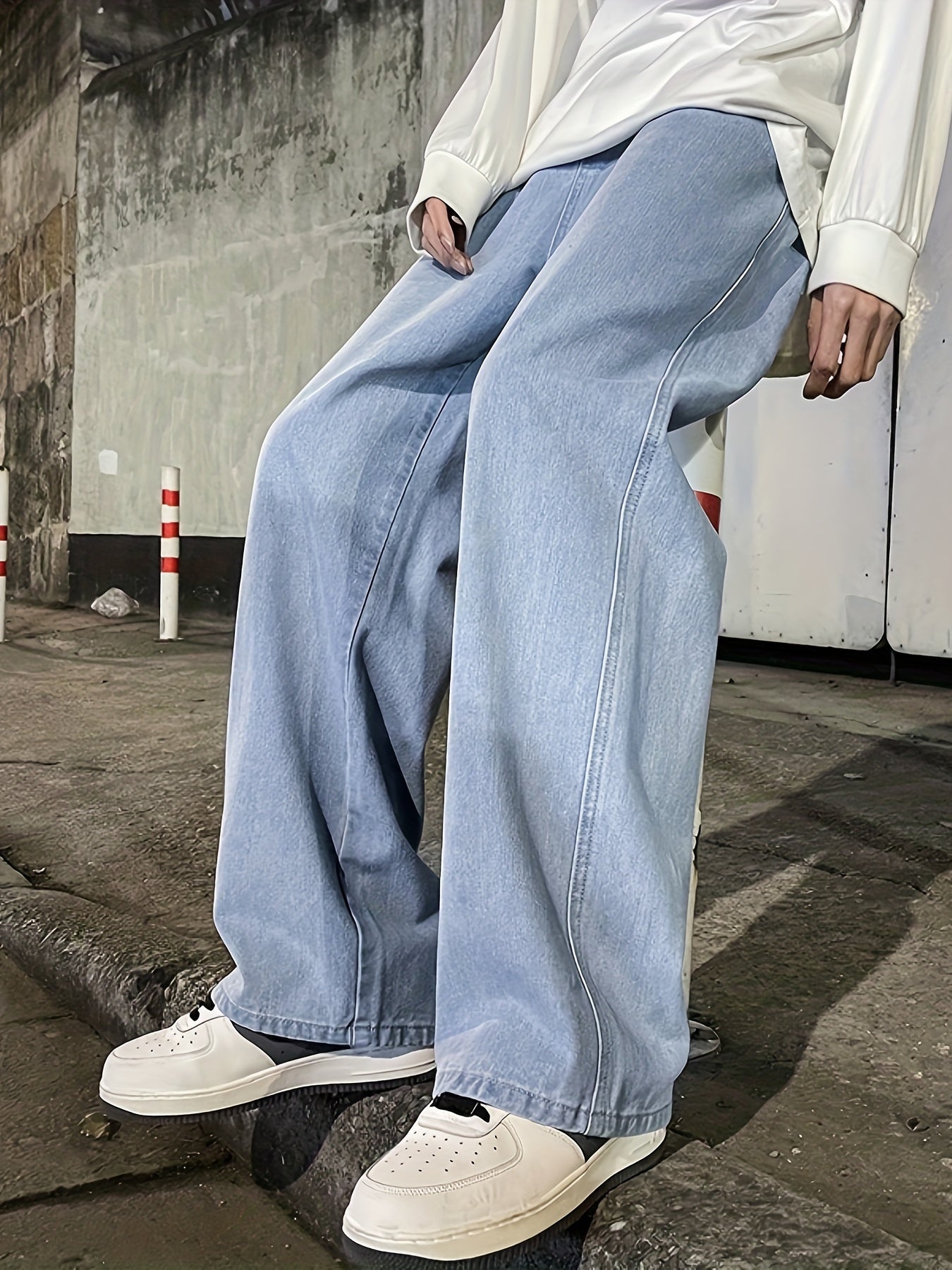 Mens Fashion Jeans - Rich Solid Color, Loose Fit, Classic Straight Leg, High-Quality Denim, Perfect for Daily Casual Wear, Inspired by Street Style Fashion Trends - Snug & Style