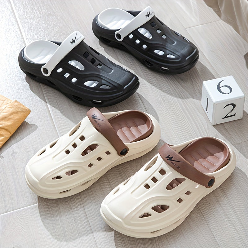 Mens Fashion Forward Hollow Out Slippers - Colour Block Style, Ultra-Comfortable, Non-Slip, Durable Outdoor Slides for TrendSETTING Gentlemen - Snug & Style