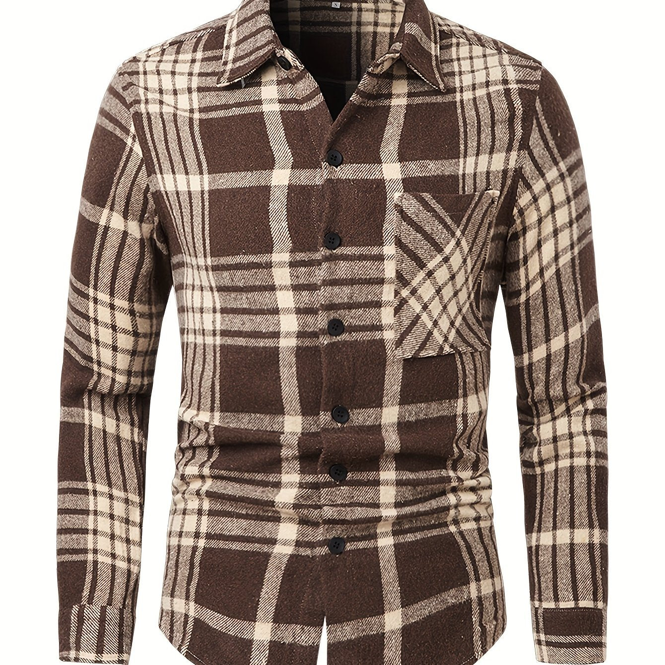 Men's Flannel Plaid Lapel Button Short Pocketed Shirts Coats - Snug & Style