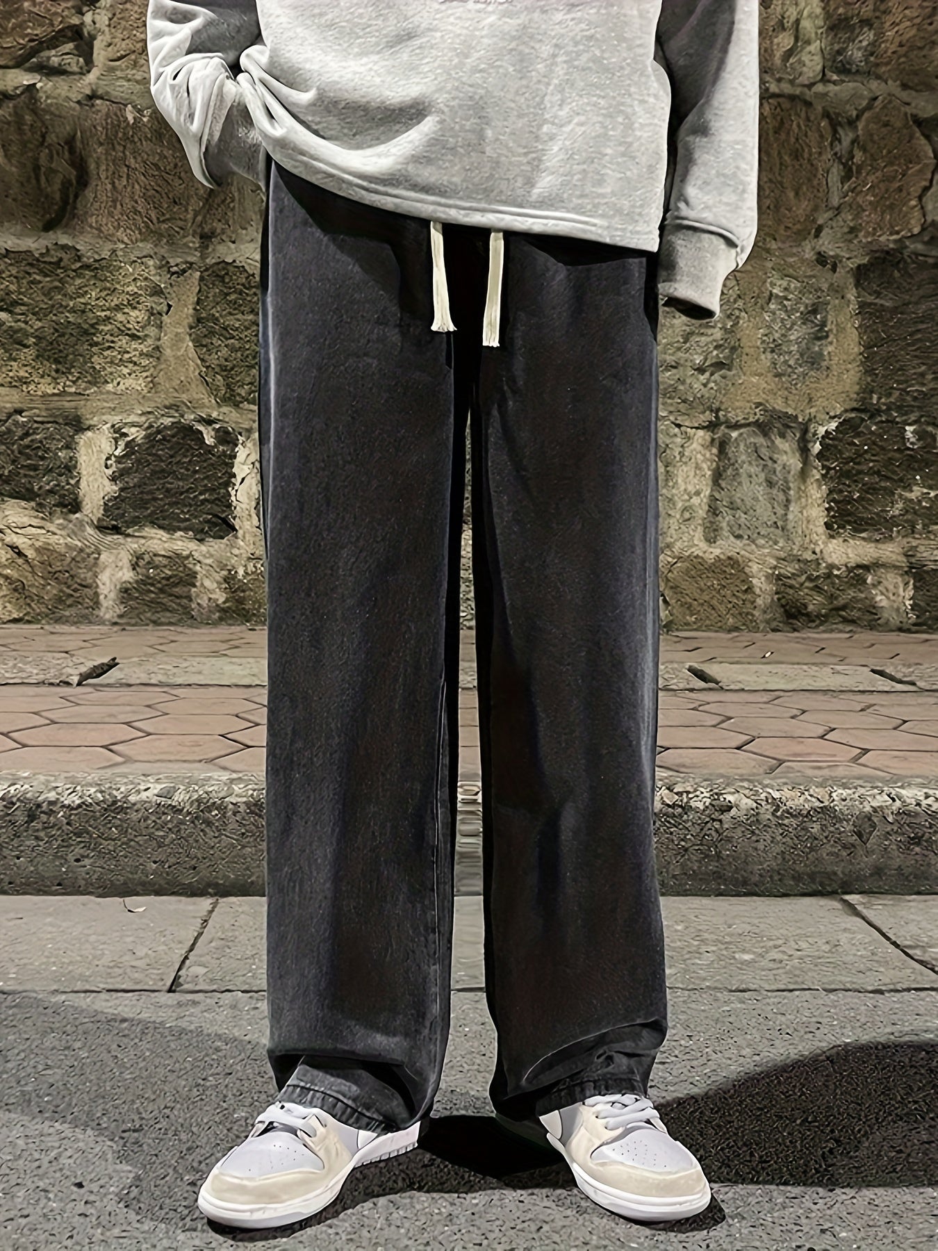 Mens Fashion Jeans - Rich Solid Color, Loose Fit, Classic Straight Leg, High-Quality Denim, Perfect for Daily Casual Wear, Inspired by Street Style Fashion Trends - Snug & Style