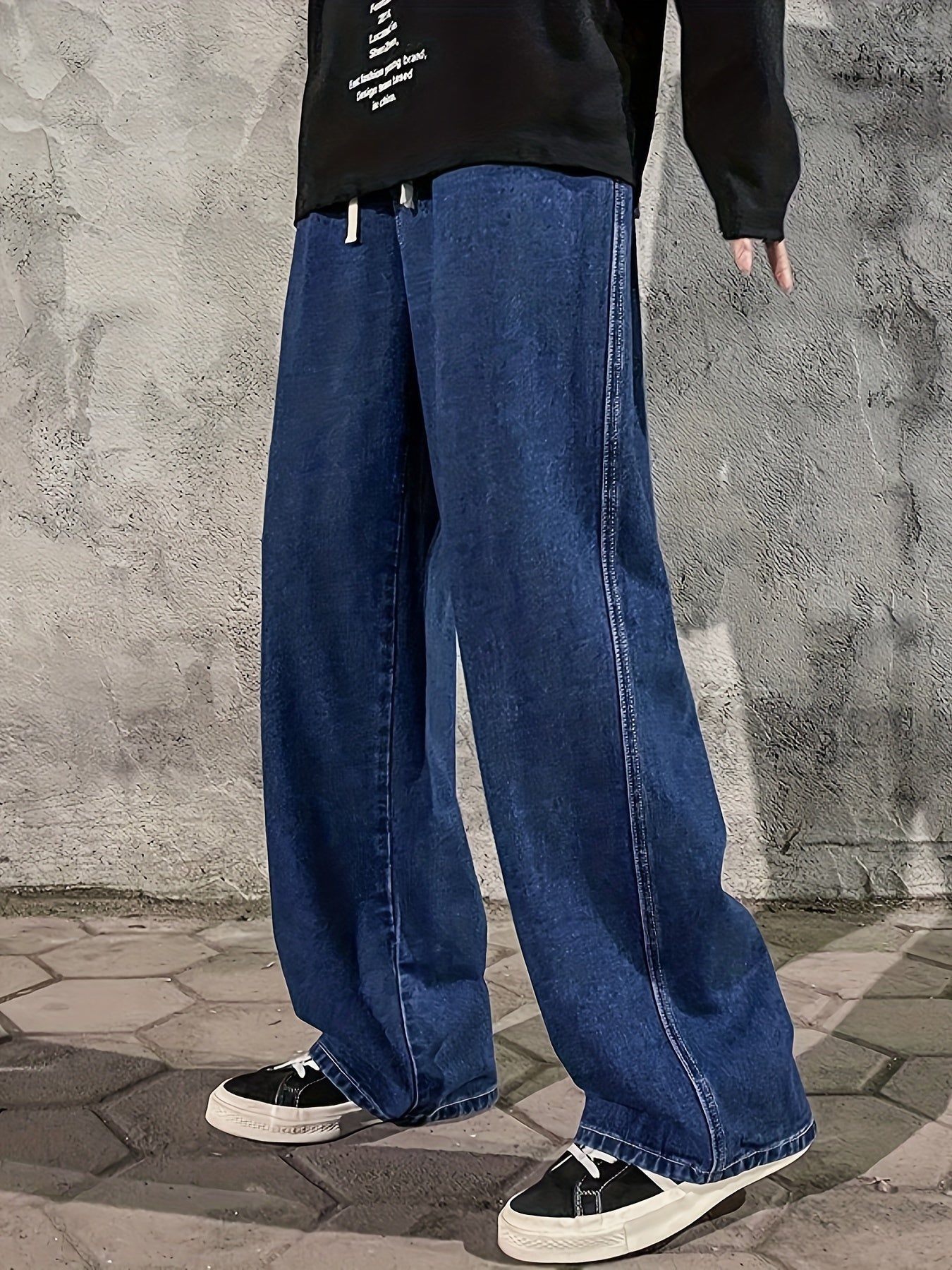 Mens Fashion Jeans - Rich Solid Color, Loose Fit, Classic Straight Leg, High-Quality Denim, Perfect for Daily Casual Wear, Inspired by Street Style Fashion Trends - Snug & Style