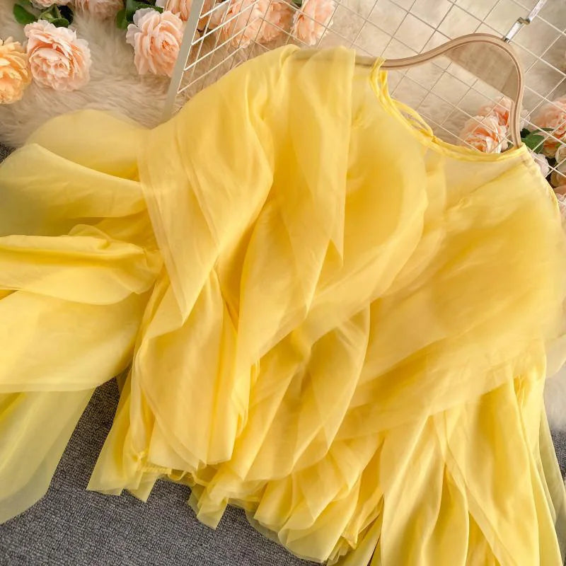 CHICEVER Elegant Shirts For Women O Neck Lantern Long Sleeve Asymmetrical Patchwork Ruffles Mesh Plus Size Blouses Female 2022 - Snug & Style