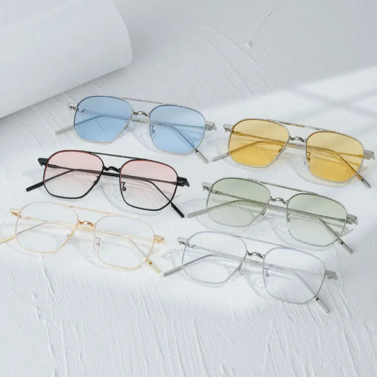 Fashion Women Sunglasses 2024 Luxury Metal Trendy Eyewear Brand Design Vintage Men Square Sun Glasses Mirror - Snug & Style