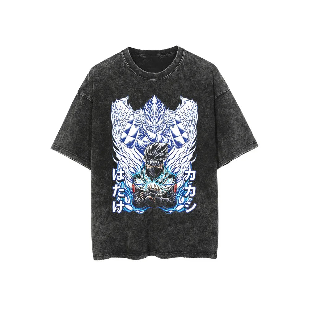 Retro Washed Cotton T-shirt Tops Anime Graphic Tees for Men Women Summer Casual Oversized Tshirt Harajuku Streetwear - Snug & Style