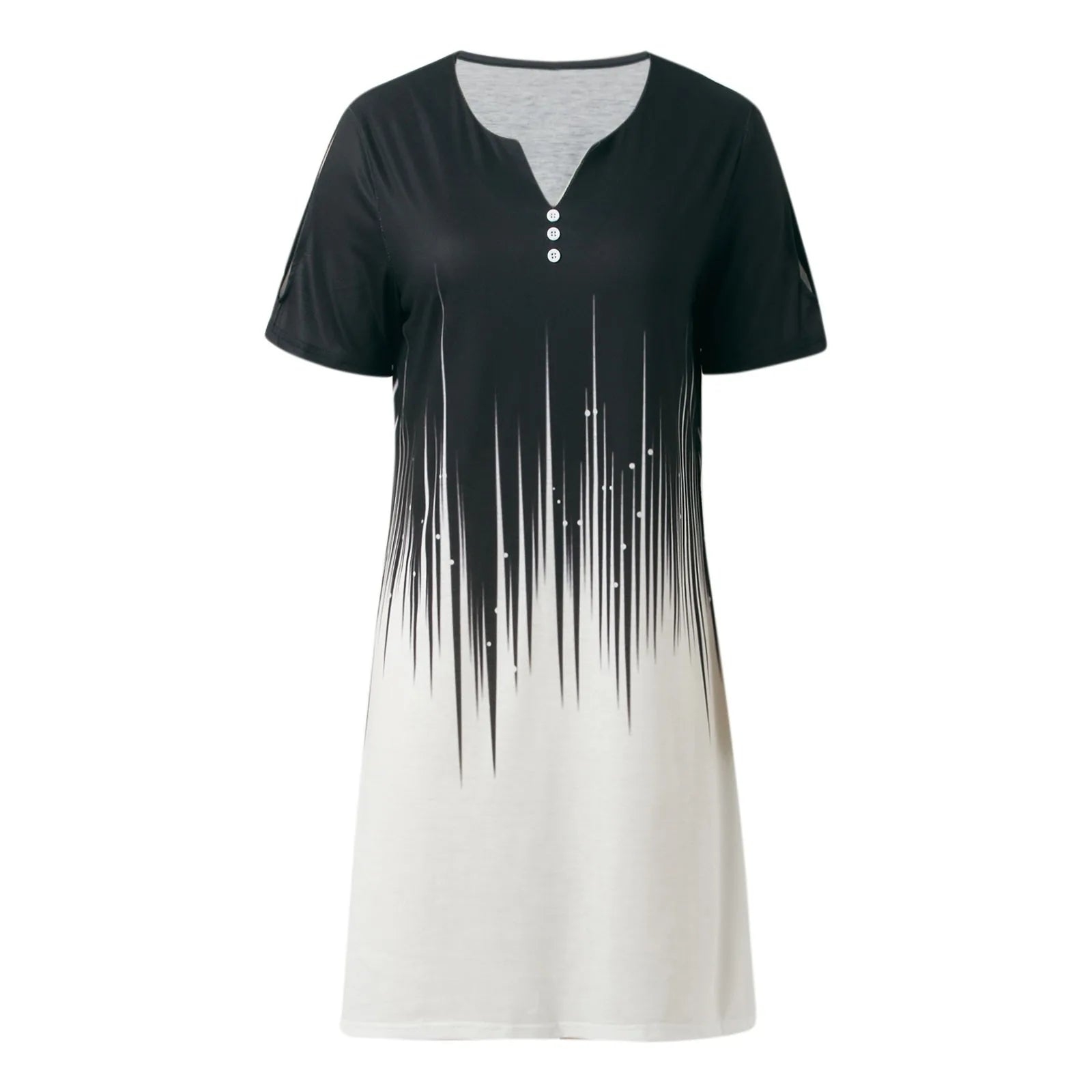 Dresses For Women Summer Casual Plus Size Women Fashion Printed V Neck Cut Out Sleeve Short Sleeved Casual Button платье женское - Snug & Style