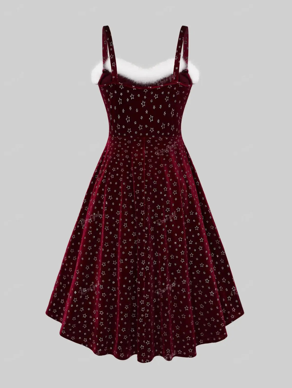 ROSEGAL-Women's Pentagram Print Dresses, Faux Fur, Lace Up, Ruched High Low Dress, Festival Streetwear, Casual Plus Size Vestido - Snug & Style