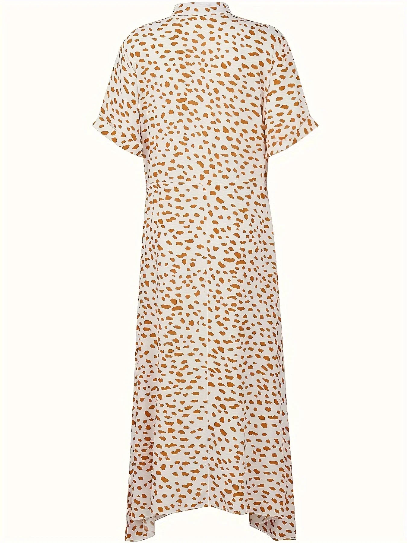 Plus Size All Over Print Button Front Dress, Casual Short Sleeve Dress For Spring & Summer, Women's Plus Size Clothing - Snug & Style