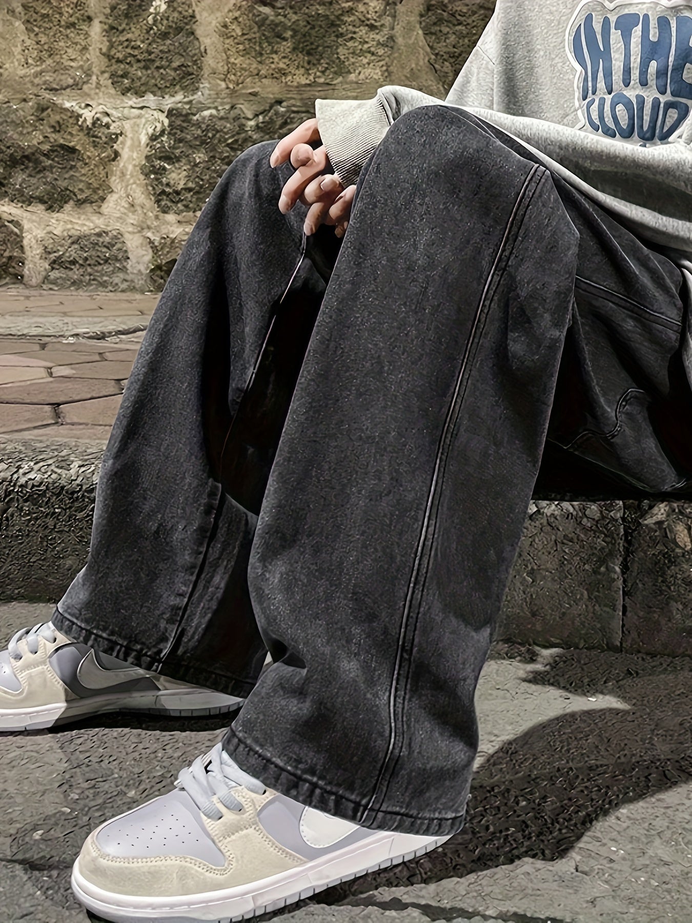 Mens Fashion Jeans - Rich Solid Color, Loose Fit, Classic Straight Leg, High-Quality Denim, Perfect for Daily Casual Wear, Inspired by Street Style Fashion Trends - Snug & Style