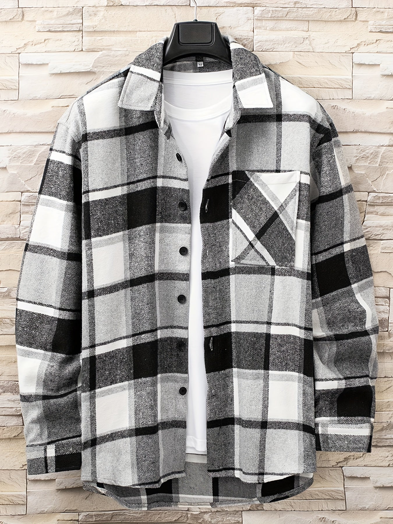 Men's Flannel Plaid Lapel Button Short Pocketed Shirts Coats - Snug & Style