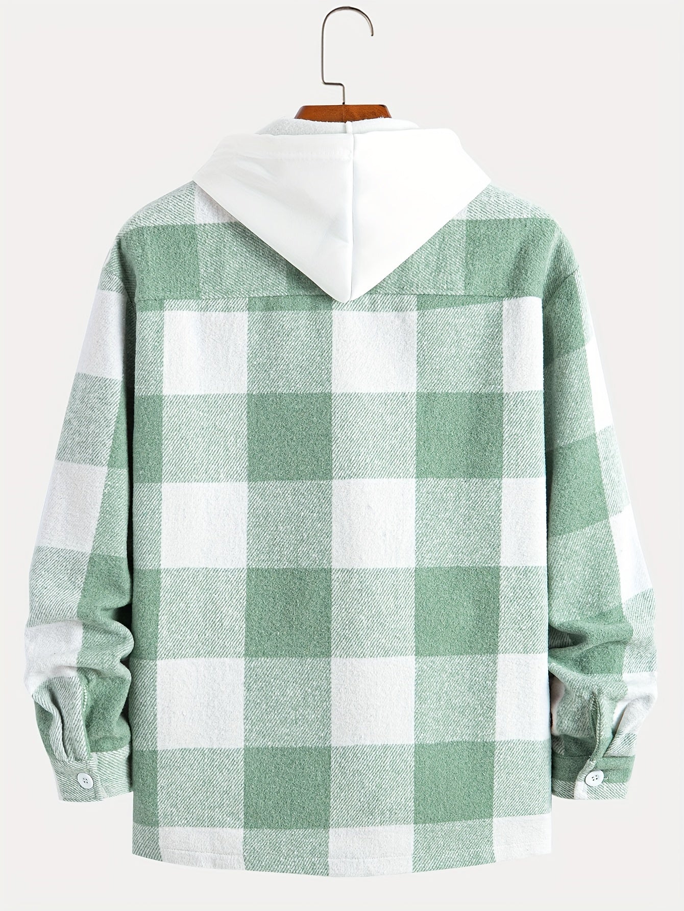 Mens Fashion-Forward Checkered Fleece Jacket - Cozy, Casual & Convenient with Pockets, Long Sleeve Button-Up Design for Outdoor Exploration - Snug & Style