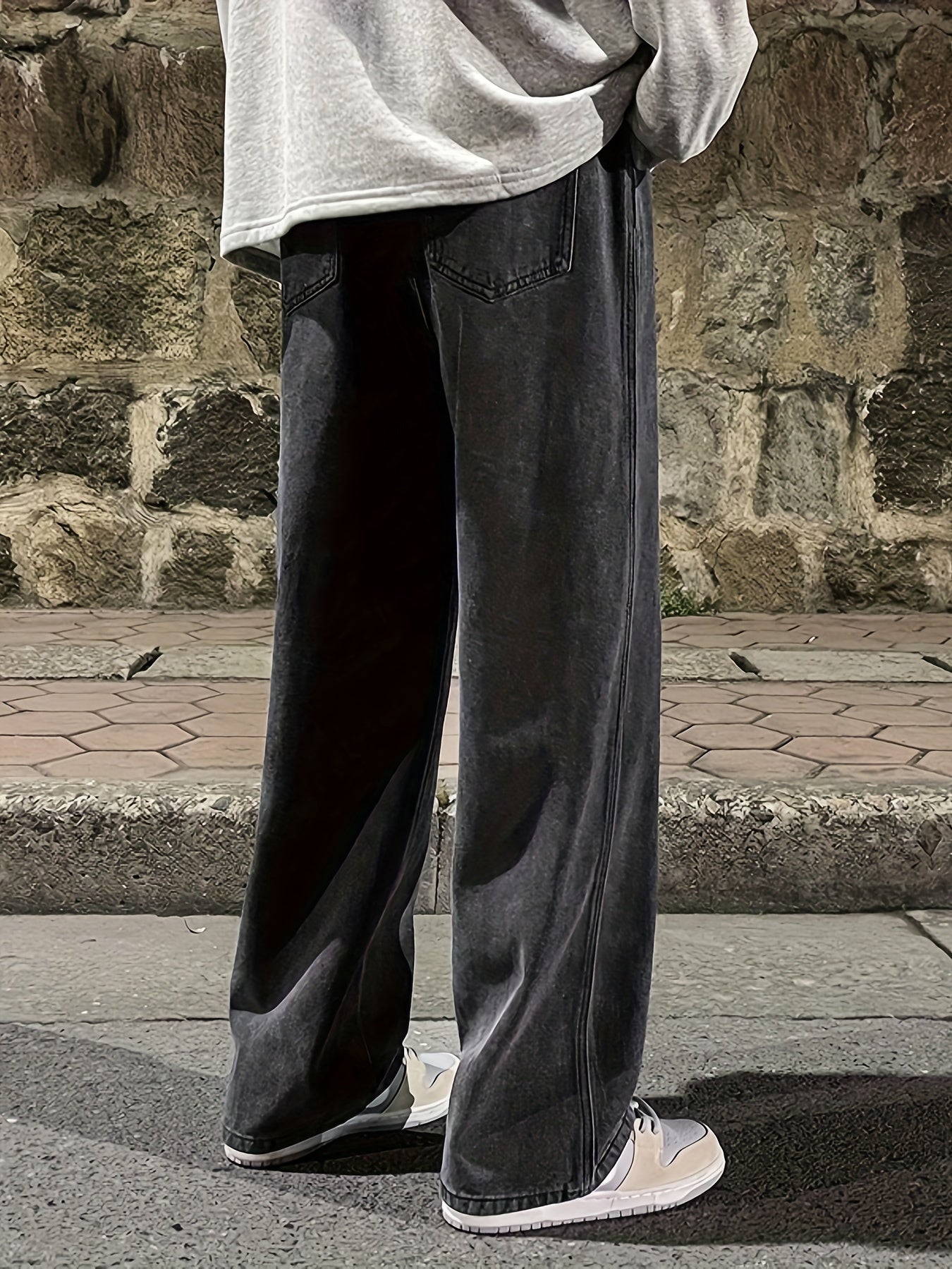 Mens Fashion Jeans - Rich Solid Color, Loose Fit, Classic Straight Leg, High-Quality Denim, Perfect for Daily Casual Wear, Inspired by Street Style Fashion Trends - Snug & Style