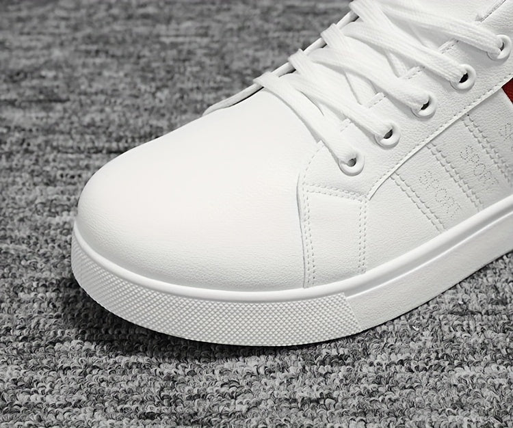 PLUS SIZE Mens Fashion-Forward Solid Skate Sneakers - Ultra-Comfortable, Non-Slip, Lace-Up Design for Outdoor Adventures - Snug & Style