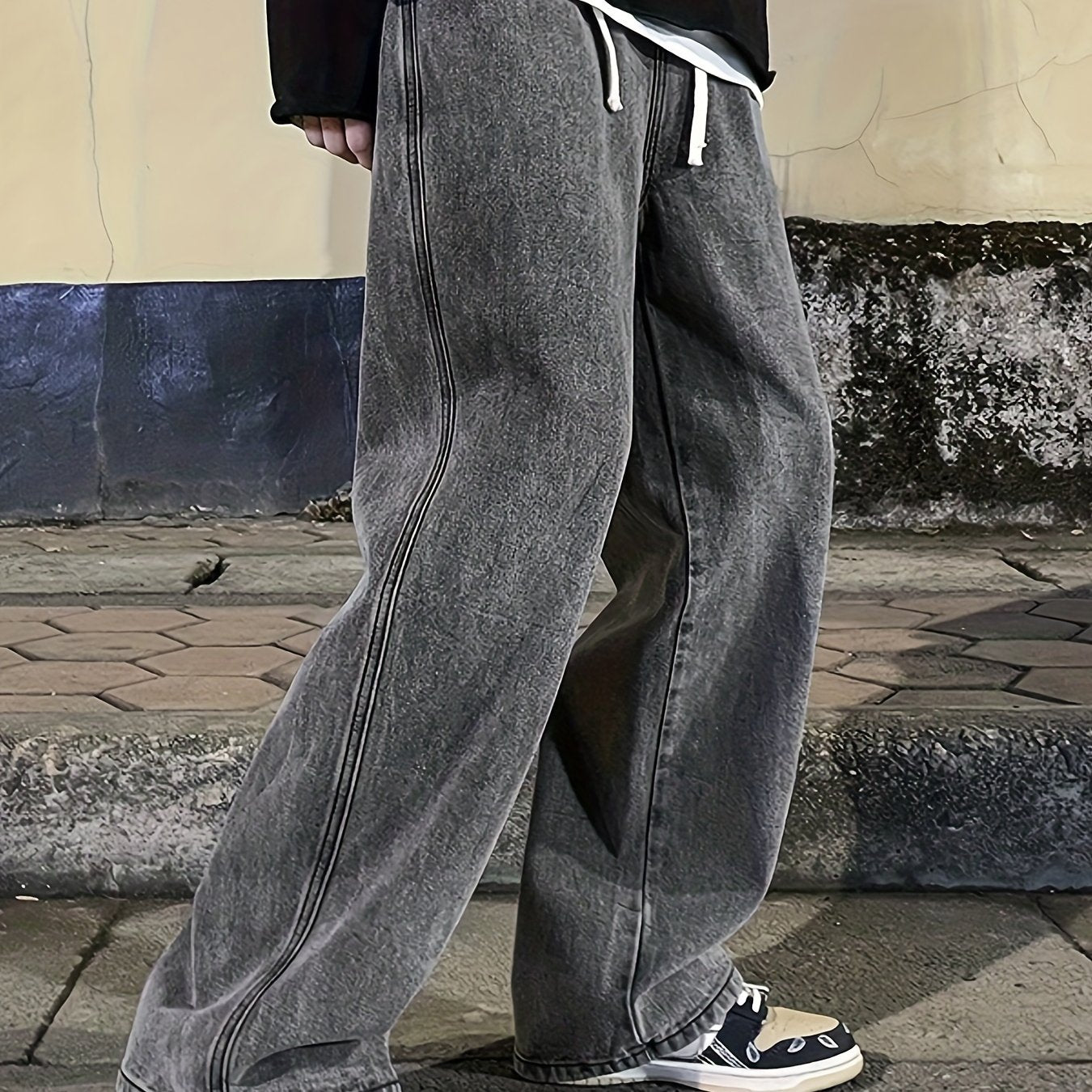 Mens Fashion Jeans - Rich Solid Color, Loose Fit, Classic Straight Leg, High-Quality Denim, Perfect for Daily Casual Wear, Inspired by Street Style Fashion Trends - Snug & Style