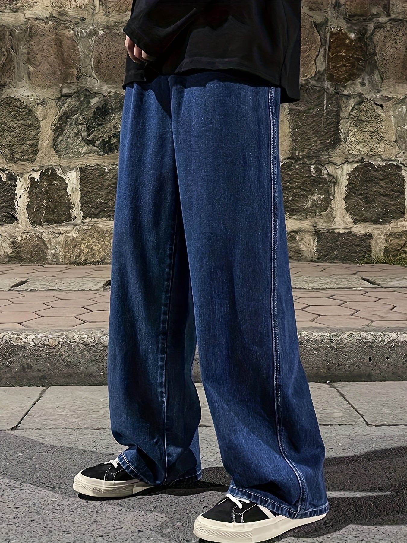 Mens Fashion Jeans - Rich Solid Color, Loose Fit, Classic Straight Leg, High-Quality Denim, Perfect for Daily Casual Wear, Inspired by Street Style Fashion Trends - Snug & Style