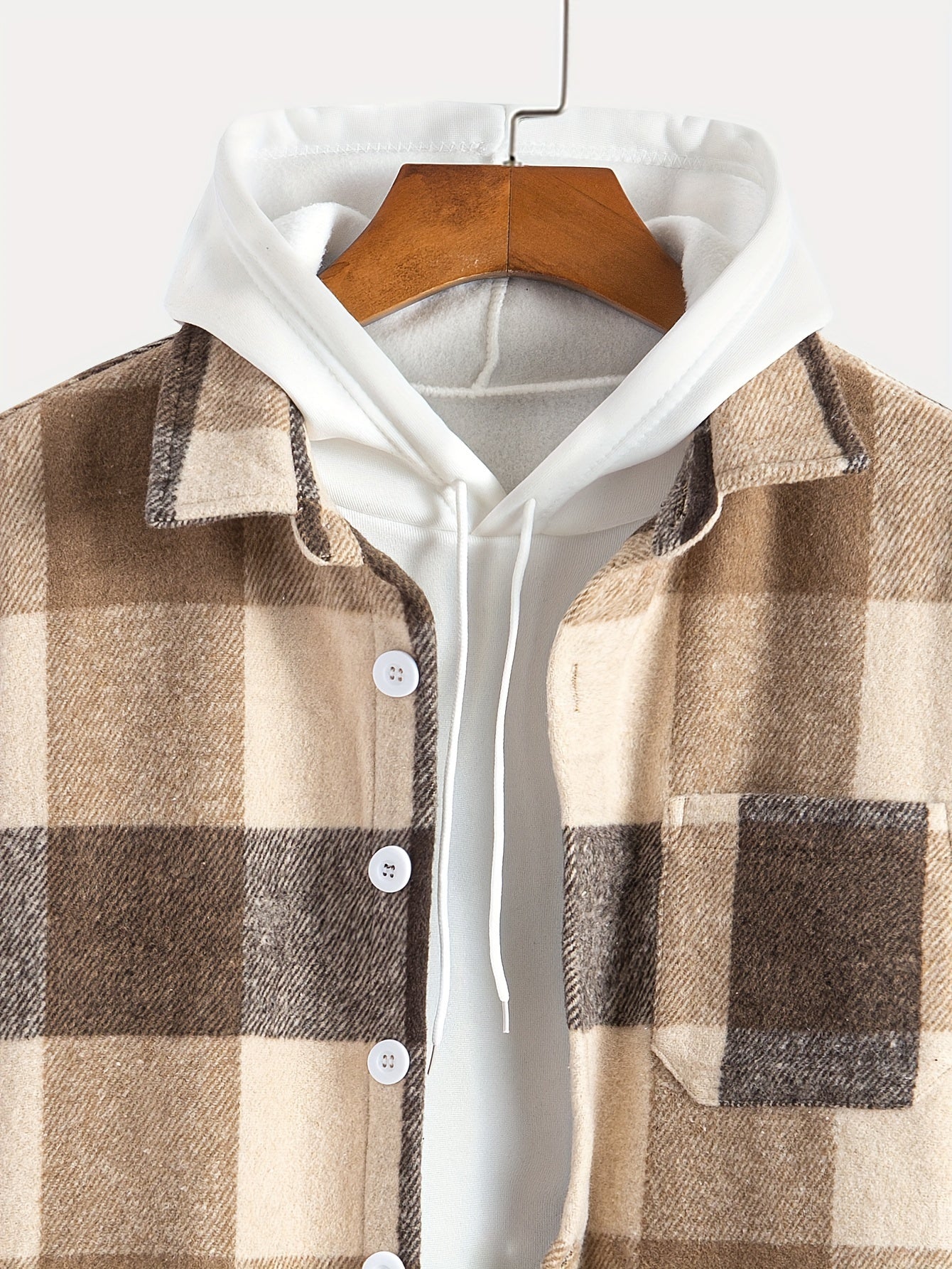 Mens Fashion-Forward Checkered Fleece Jacket - Cozy, Casual & Convenient with Pockets, Long Sleeve Button-Up Design for Outdoor Exploration - Snug & Style