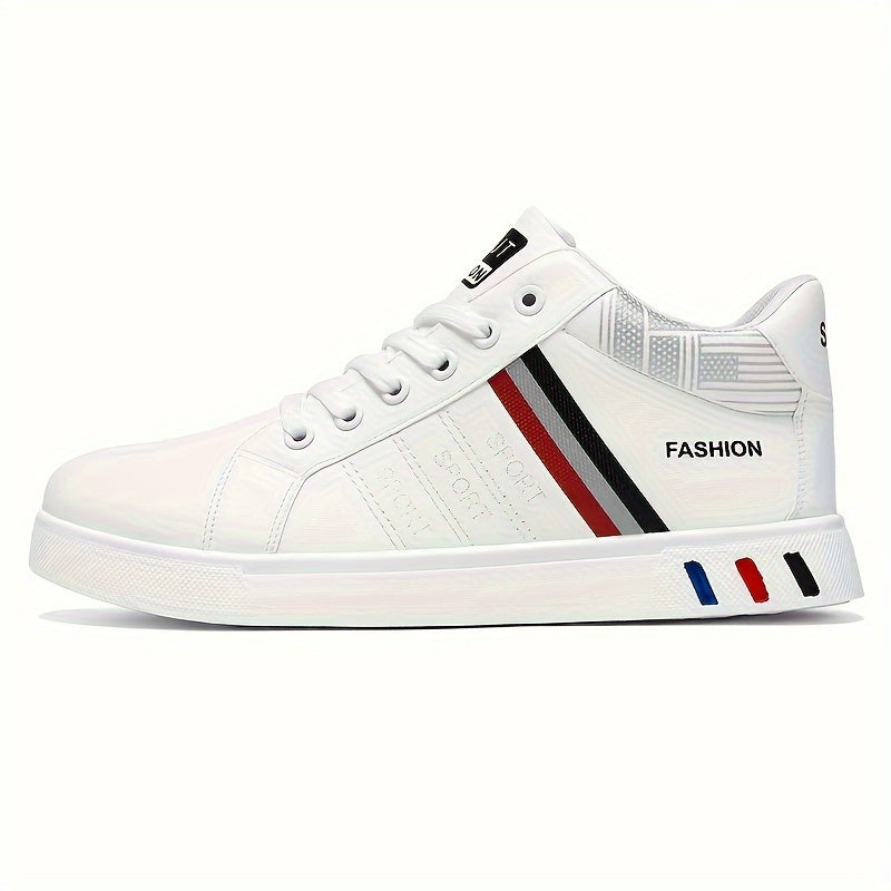 PLUS SIZE Mens Fashion-Forward Solid Skate Sneakers - Ultra-Comfortable, Non-Slip, Lace-Up Design for Outdoor Adventures - Snug & Style